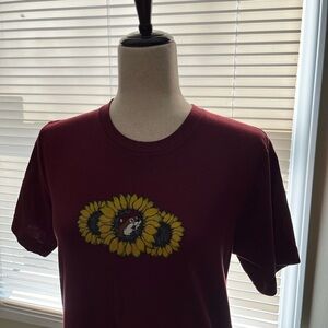 Women's Burgundy Sunflower Graphic Tee